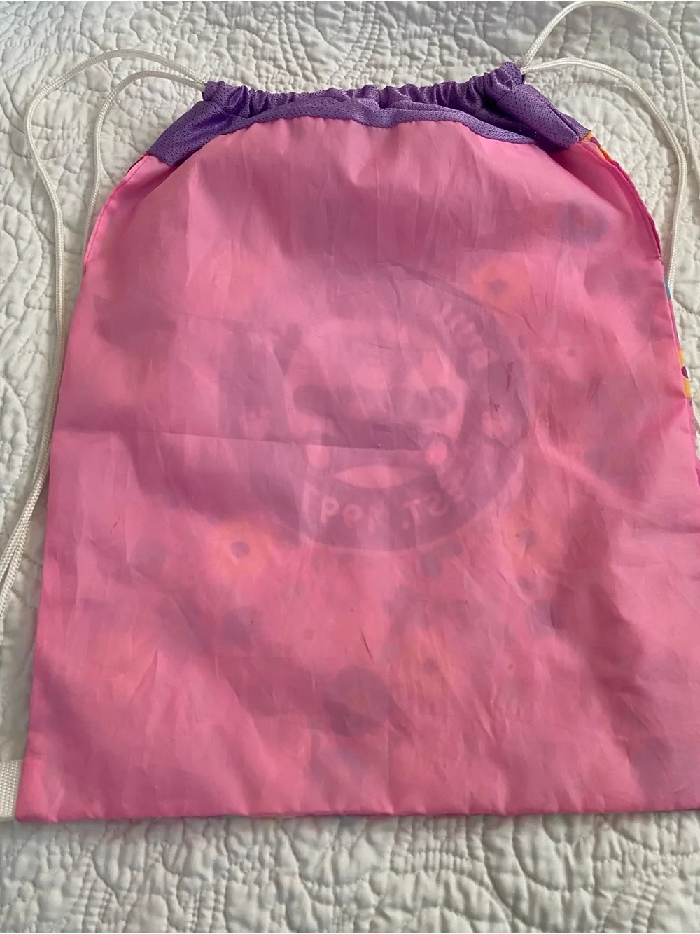 Build-A-Bear Pink Floral Drawstring Kids Cinch Backpack